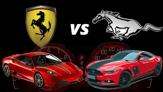 Ford Mustang GT  vs  FERRARI 599 GTB acceleration battle