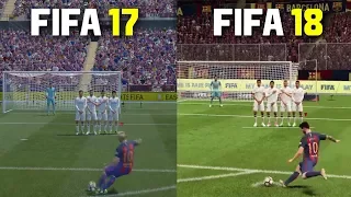 FIFA 18 vs FIFA 17 | Freekicks, Penalties , Gameplay , Graphics Comparison ft Messi, Ronaldo, Pogba