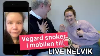 Vegard Harm snoker i mobilen til Live Nelvik