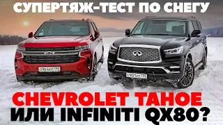 Chevrolet Tahoe против Infiniti-QX80. Рамные внедорожники зажгли по-взрослому. Тест обзор 2022.