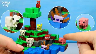 Making Tiny Minecraft World and mobs - made of plasticine, diorama | Dimia clay