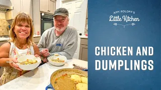 Chris taste testing Amy's Chicken and Dumplings and he said THIS