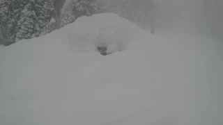 skiing off a 20ft cliff (the gopro makes it look small) #skiinginpowder #skipatrolcalled