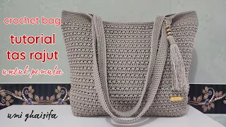 Cara Membuat Tas Rajut Tote Bag Untuk Pemula Crochet Bag tutorial