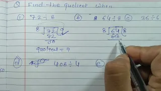 Find the quotient when 72 divided by 8