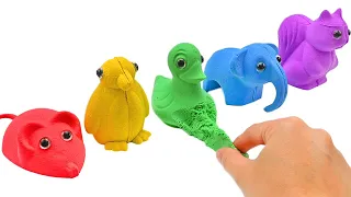 Satisfying Video l How To Make Rainbow Many Animals with Kinetic Sand Cutting ASMR
