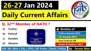 27 January 2024 Current Affairs | Daily current affairs | Current affairs today 2024 | Indopathshala