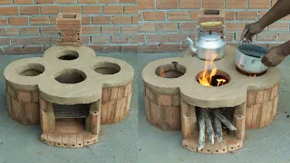 How To Make 4 in 1 Wood Stove To Save Firewood | Creative Idea Using by handmade | WIN REACH