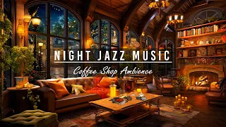 Cozy Coffee Shop Ambience with Relaxing Jazz Music, Rain Sounds and Crackling Fireplace for Sleep