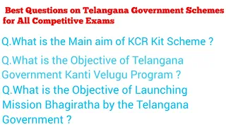 Best Questions on Telangana Government Schemes for All Competitive Exams