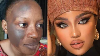 BOMB ✂️✂️🔥😱  WHAT SHE WANTED VS WHAT SHE GOT😳 WEDDING GUEST GELE AND MAKEUP TRANSFORMATION