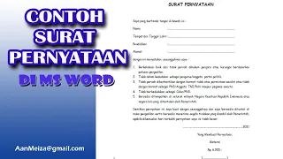 Contoh Membuat Surat Pernyataan di Microsoft Word