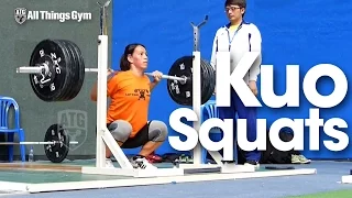 Kuo Hsing-Chun (58kg) Back Squats 2016 AsianWeightlifting Championships Training Hall
