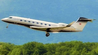 [FullHD] Swiss Jet Gulfstream G650 takeoff at Geneva/GVA/LSGG