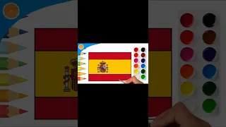 How to draw a Spanish flag | bandera de españa | Painting European Flags | Blue Orange