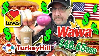 I only ate from USA GAS STATIONS for 24 hours! ☕️🌮🍔🥤 PART 2 • Love's, Turkey Hill & Wawa