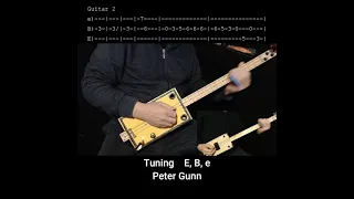 Peter Gunn - (intro and 1rst solo) TV Theme "No Chat" Lesson - 3 string Cigar Box Slide Guitar