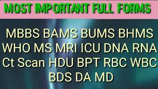 Full Forms Of MBBS BAMS BUMS BHMS MD MS GK Full Forms