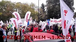 1 .10.2014 - GÓRNICZY  ZWIĄZKOWCY  PRZED  SEJMEM