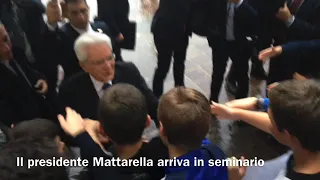 L'arrivo del Presidente Sergio Mattarella al seminario di Bergamo