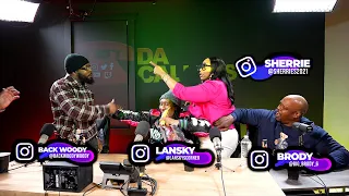 DA CALLERS - THINGS GET PHYSICAL  !! BACKWOODY DROPS HIS SHERRIE DISS RECORD. SHERRIE WALKS OFF!!