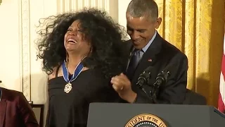 Hair Flys As Diana Ross Awarded Medal Of Freedom