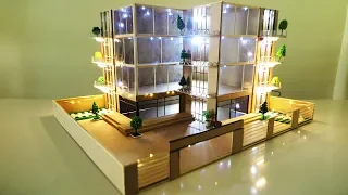 How to Make a Modern Mansion House with LEDs Light | Bamboo Stick Dream house Project #07