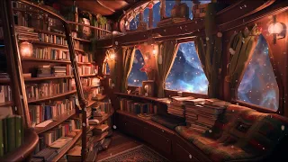 Fantasy Library in a Spaceship Ambience at the Nebula