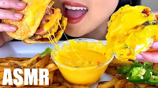 ASMR CHEESY BACON CHEESEBURGER & CHEESY FRIES MUKBANG *FIVE GUYS BURGERS* (NO TALKING) | ASMR Phan