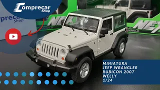 MINIATURA JEEP WRANGLER RUBICON 2007 BRANCO WELLY 1/24 - COMPRECARSHOP