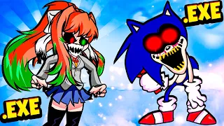 Моника.EXE против СОНИКА.EXE во Friday Night Funkin' VS Monika.chr vs Sonic.exe