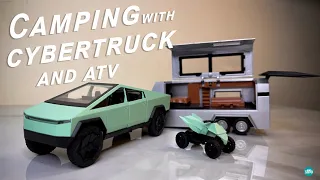 Tesla Cybertruck with Camping trailer & ATV #tesla #cybertruck #atv #camper #diecastcars #camping