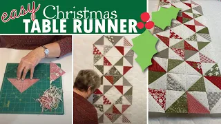 Easy 3 Hour Christmas Table Runner Made With Half Square Triangles (HST's)
