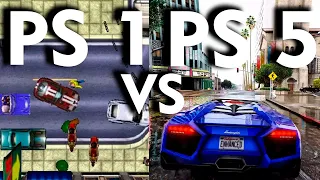 PS1 vs PS2 VS PS3 vs PS4 vs PS5 GTA  evolution of graphics. Gameplay