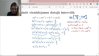 Matemātika vidusskolai - trigonometrijas vienādojums intervālā