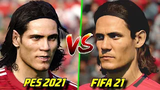 🔥 PES 2021 vs FIFA 21 -  MANCHESTER UNITED Player Faces Comparison Ft. Cavani, Van de Beek, Pogba