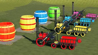 KING OF LOCOMOTIVES! CULTIVATING AND HAY BALING WITH TRACTOR LOCOMOTIVES! COLORFUL HOBBY FARM! |FS19