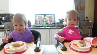 Twins are served gefilte fish