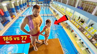 KID vs ADULT diving competition | HEAVY vs LIGHT experiment at the swimming pool