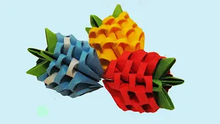 Оригами из Модулей - КЛУБНИЧКА. Модульное Оригами без клея Своими Руками для Наинающих