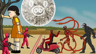 Squid game vs Deadpool, Carnage And Venom - Drawing cartoons 2
