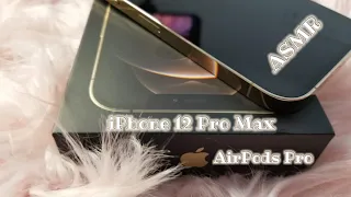 iPhone 12 Pro Max (Gold) + Accessories | AirPods Pro | Unboxing l ASMR