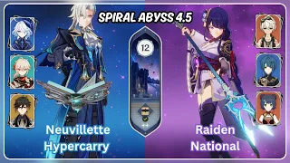 C0 Neuvillette Hyper & C0 Raiden National | Spiral Abyss 4.5 Floor 12 - Genshin Impact