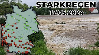 STARKREGEN vom 17.05.2024 | DWD-Unwetterwarnung: Dauerregen & Gewitter | Neckar-Pegel