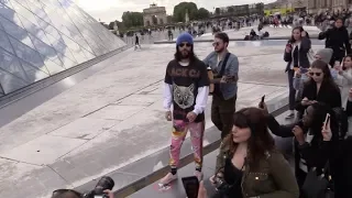 Jared Leto and Thirty Seconds to Mars arrive at the Louvre in Paris