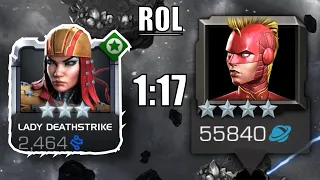 3 star lady deathstrike takes down realm of legends captain marvel in 1:17!! (MCOC)