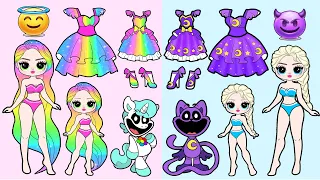 Disney Princess Frozen VS Rapunzel cosplay 🌈 Rainbow Smiling Critters | DIY Arts & PaperCrafts