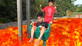 The Floor is Lava Challenge Family Fun Kids Pretend Playtime at the Playground TBTFUNTV