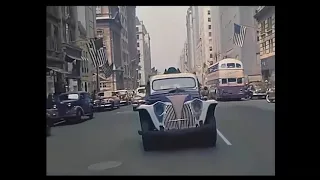 NewYork 1940s in Color Driving Downtown 60fps Remaster with music