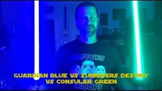 Guardian Blue vs Sunriders Destiny vs Consular Green (Ultrasabers LED comparison)